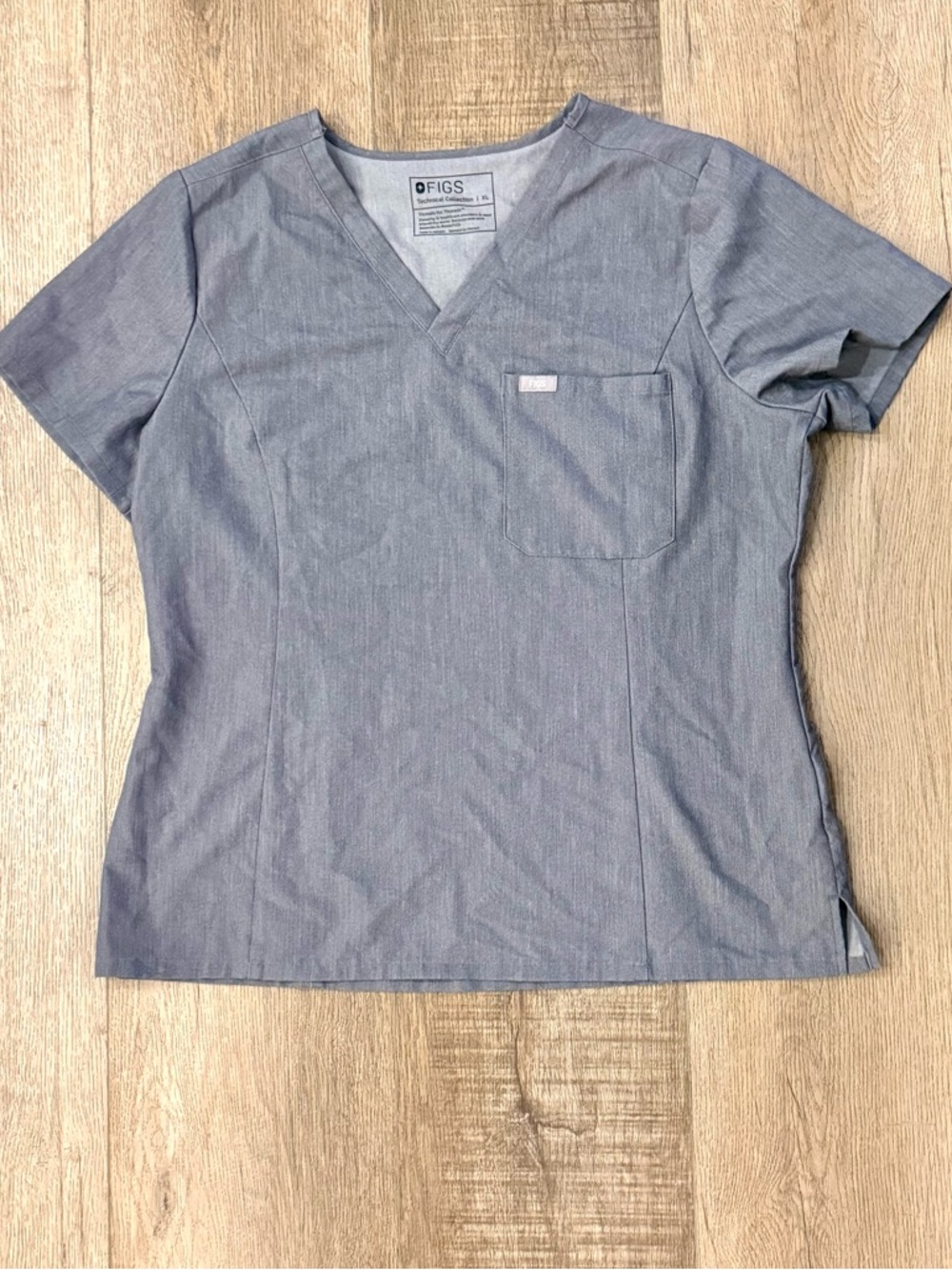 FIGS Gray Scrub Top XL Technical Collection V-Neck